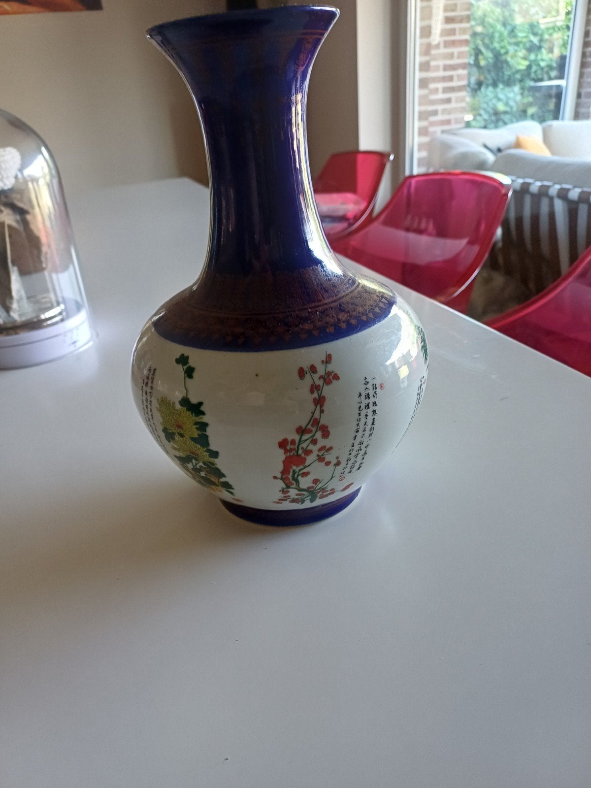 Antieke Chinese Vaas met Bloemen en Tekens, Ophalen of Verzenden