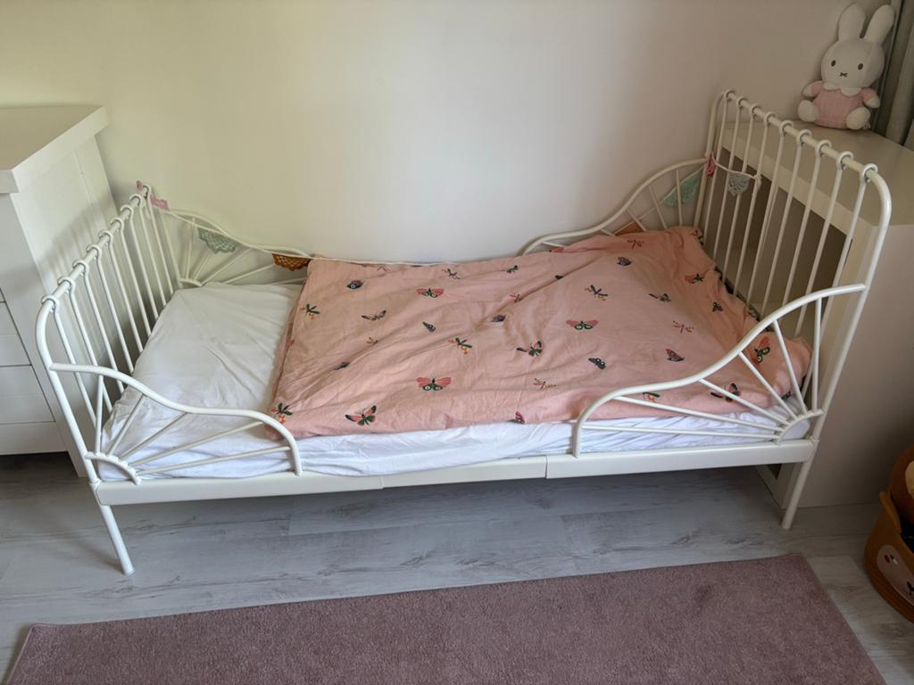 IKEA Minnen meegroeibed incl. Lattenbodem en matrassen, Ophalen, 85 tot 100 cm, Gebruikt, Lattenbodem