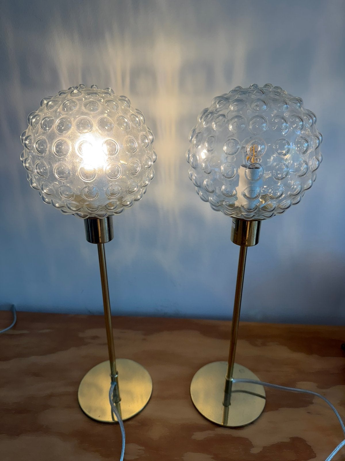 Set van 2 Zuiver tafellampen met bubbelglas, Met schakelaar, Gebruikt, Overige merken, Goud
