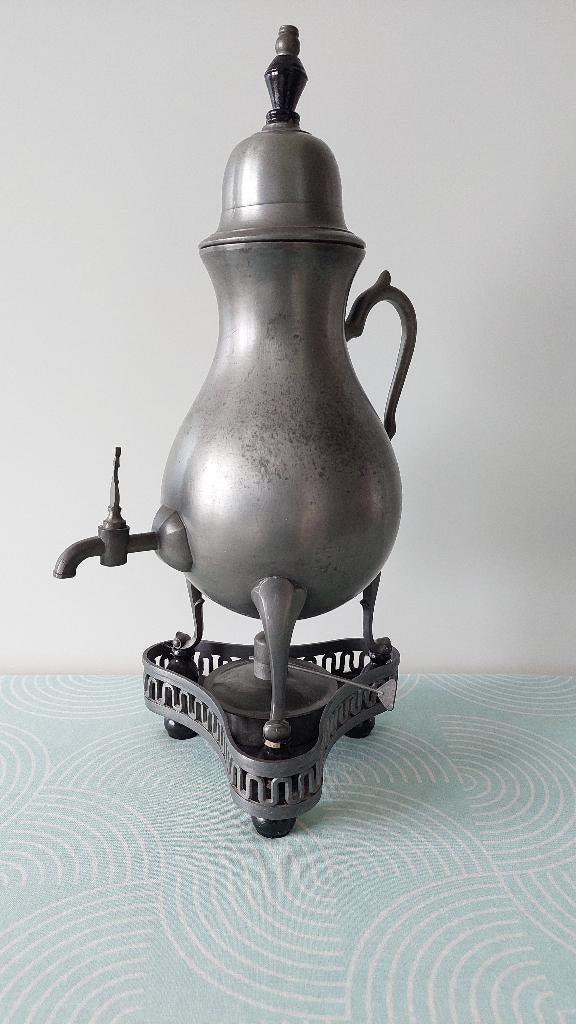 Gero Tinnen kraantjeskan, compleet met brander en onderstel., Antiek en Kunst, Antiek | Tin, Ophalen of Verzenden