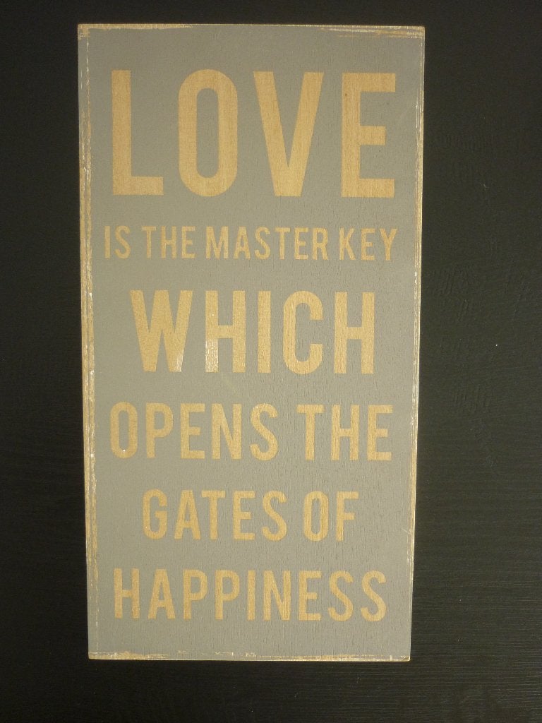 Houten tekstbord / bord met spreuk / tekst / grijs, Tekstbord, Met ophangmogelijkheid, 20 cm, Ophalen of Verzenden