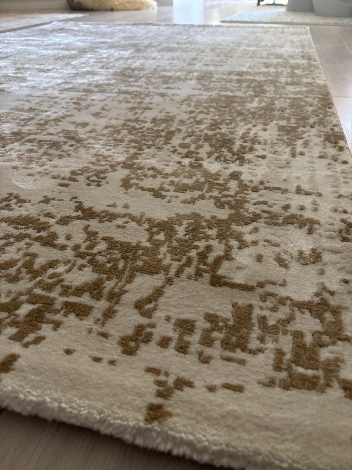 Modern Vloerkleed - Wit Beige/ Groenig Bruin, Ophalen, Beige, 150 tot 200 cm, 200 cm of meer