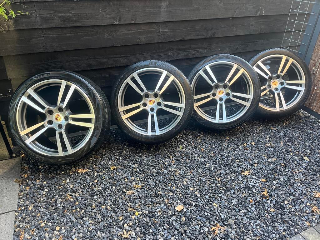Porsche velgen met zomerbanden - 21 inch, Ophalen, Gebruikt, 295 mm, Banden en Velgen