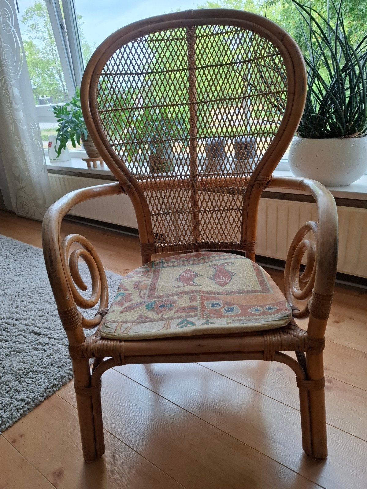 Rieten stoel., Gebruikt, Bruin, Riet of Rotan, Ophalen of Verzenden