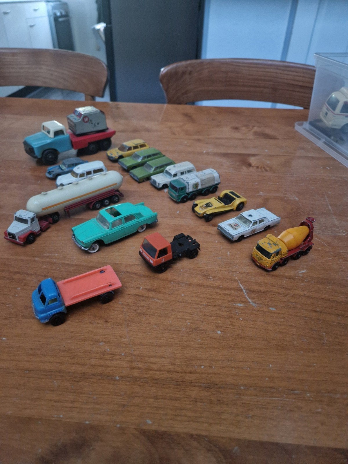 partij vintage speelgoedauto's - Matchbox, Majorette, Efsi,, Ophalen, Gebruikt, Auto