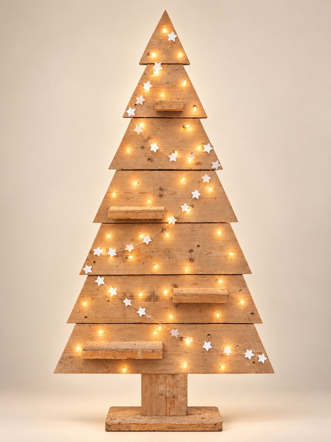 Steigerhouten kerstboom met verlichting, Ophalen, Gebruikt