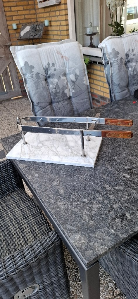 Beenham Fischer Ham Snijmachine met Marmeren Voet, Ophalen, Zilver, Zo goed als nieuw, Metaal