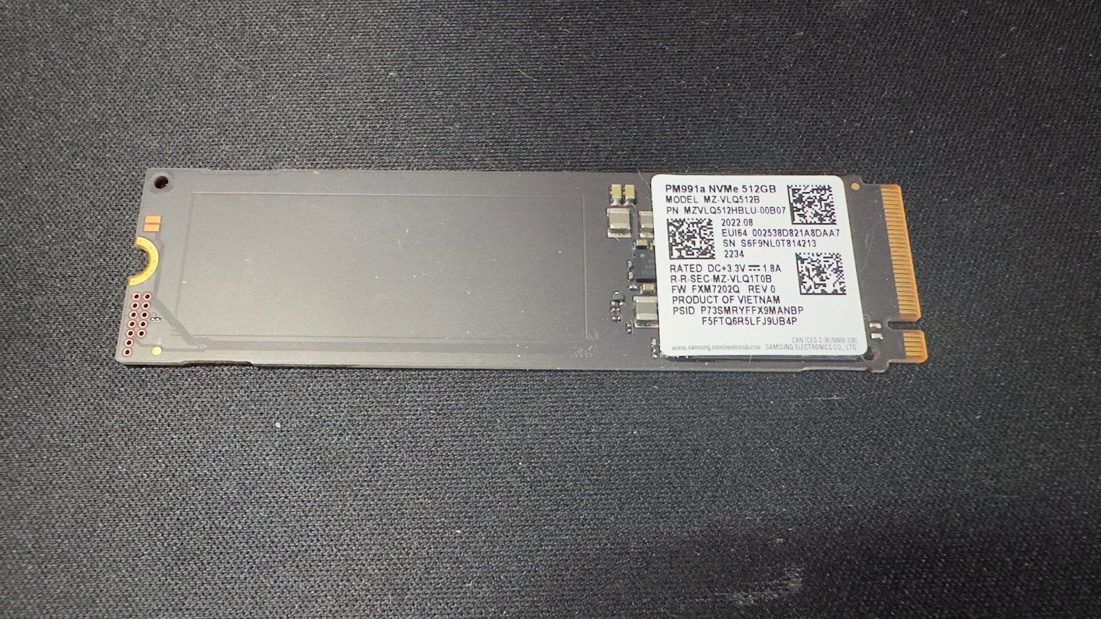 Samsung PM991a 512GB M.2 2280 NVMe SSD, Gebruikt, SSD, Ophalen of Verzenden, Overige aansluitingen