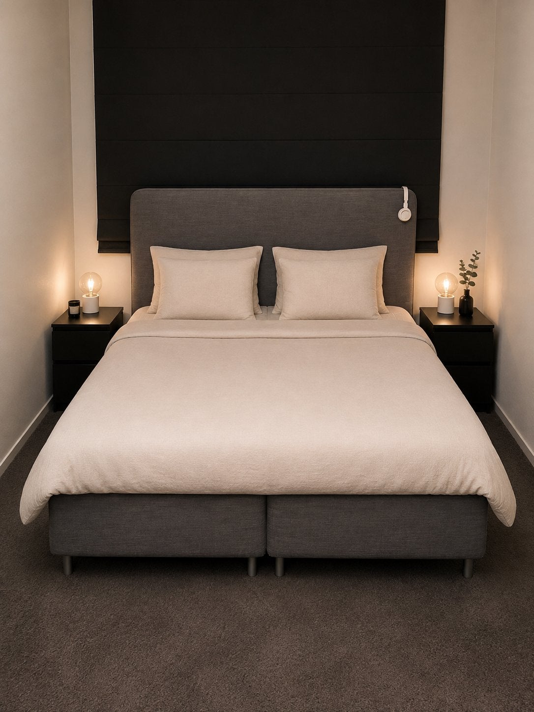 IKEA DUNVIK boxspring 180  200 cm – donkergrijs, Huis en Inrichting, Ophalen, Zo goed als nieuw, Tweepersoons, 180 cm