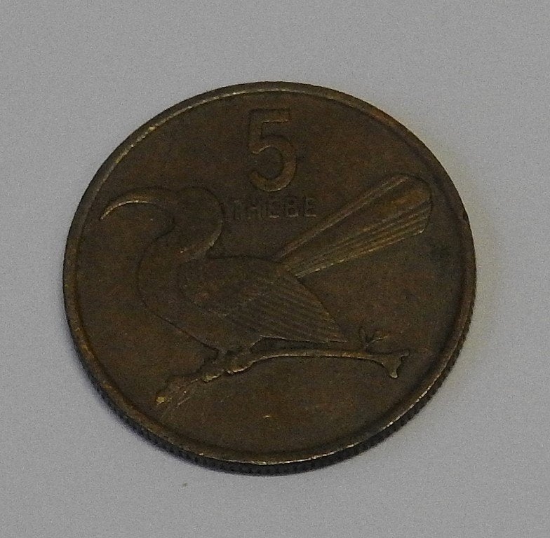 Munt Botswana 5 Thebe 1981 , Postzegels en Munten, Munten | Afrika, Verzenden, Overige landen, Losse munt