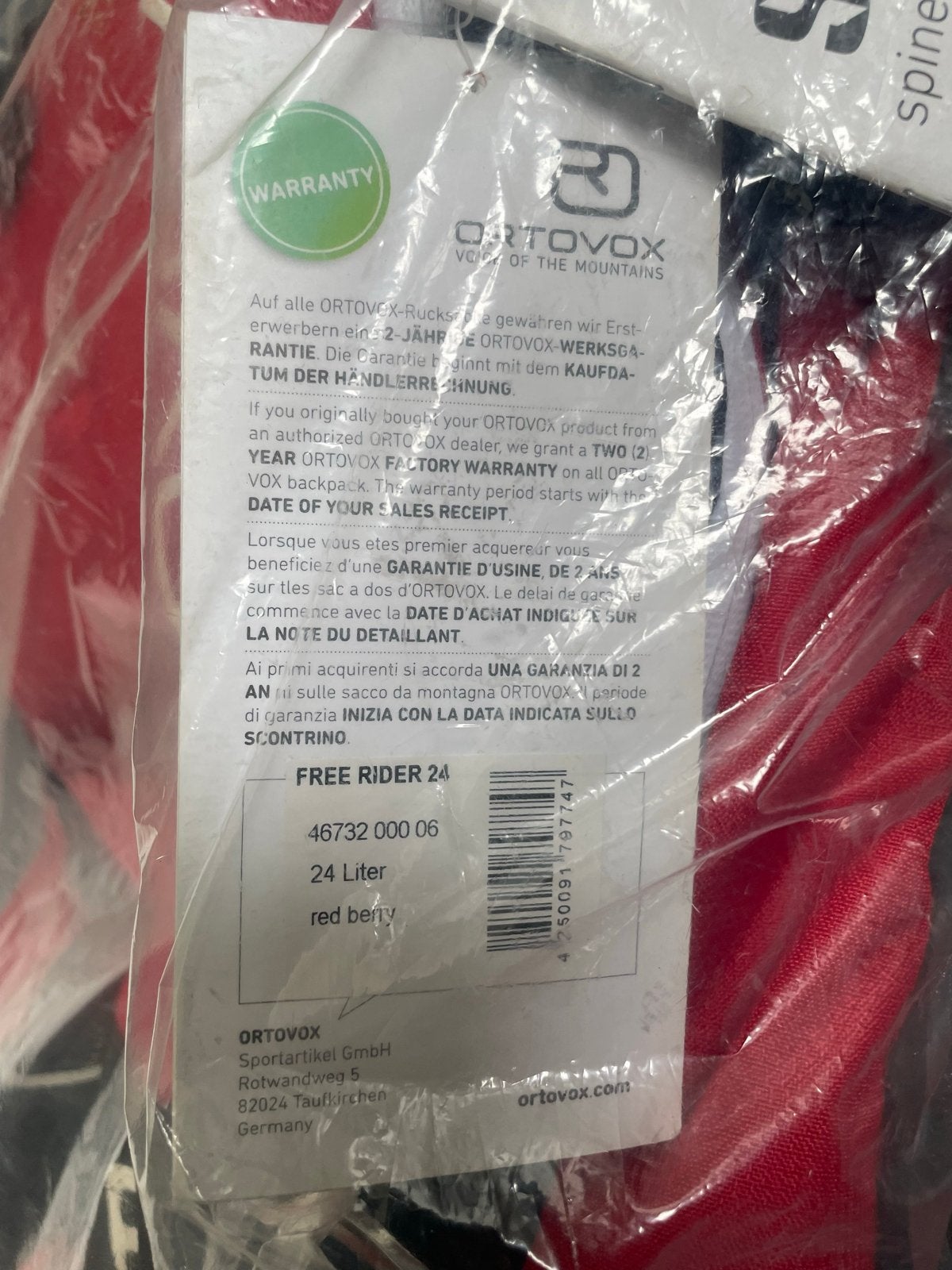 Nieuwe Ortovox Free Rider 24 rugzak - rood, Kleding | Dames, Wintersportkleding, Ophalen, Nieuw, Maat 46/48 (XL) of groter, Overige typen