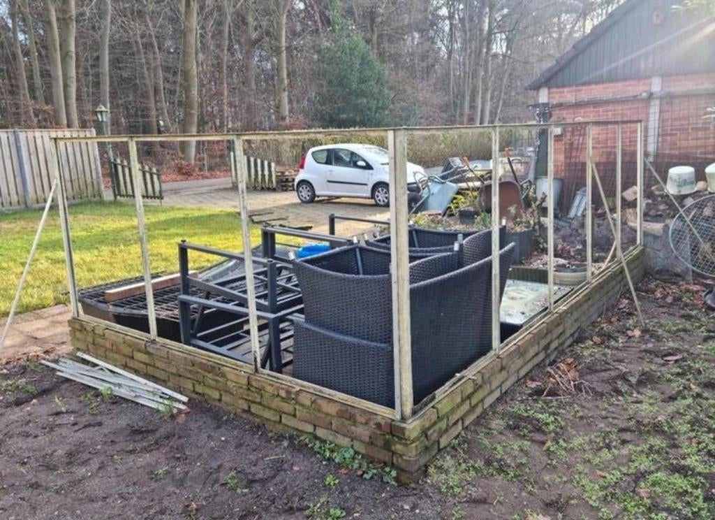 Groot kwaliteit windscherm zithoek zwaar ijzeren constructie, Ophalen, 100 tot 150 cm, Zo goed als nieuw, 200 cm of meer