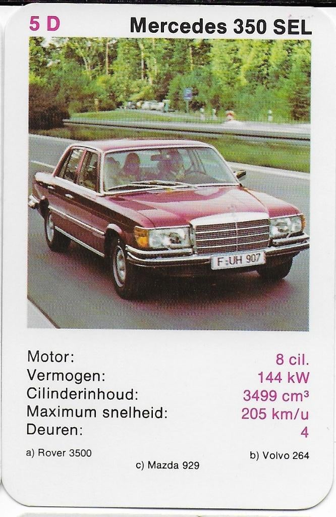 B18 autokaartje mercedes 350 sel, Verzenden, Zo goed als nieuw, Auto's
