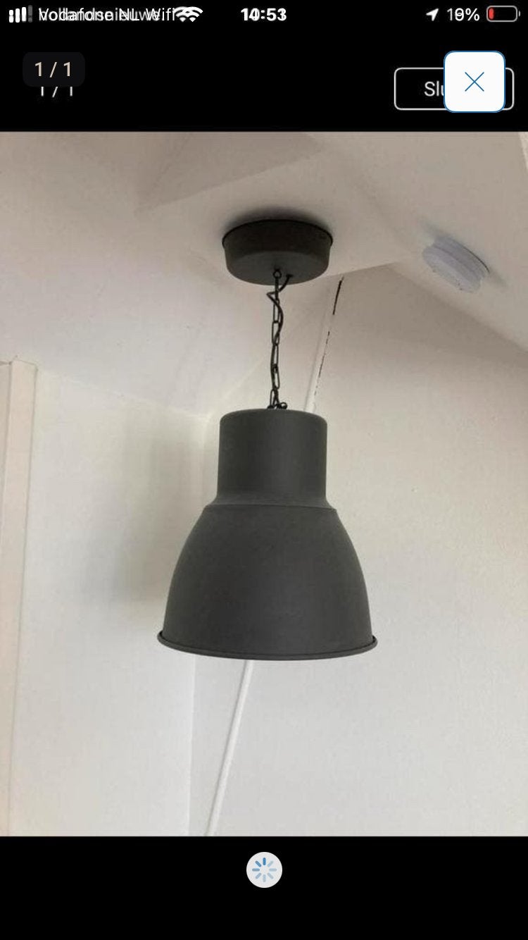 Grijze industriële hanglamp hector ikea, Ophalen of Verzenden, Gebruikt, Metaal