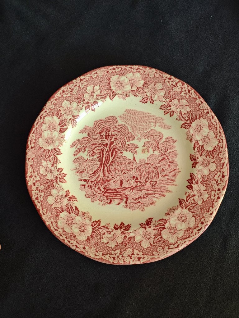 Vintage bord Enouch Wedgewood 'Woodland' - Hand gegraveerd, Antiek en Kunst, Antiek | Servies los, Ophalen of Verzenden