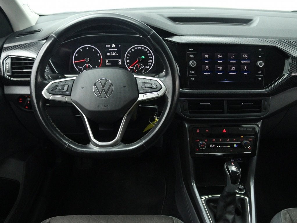 Volkswagen T-Cross 1.0 TSI Style Automaat DSG | Navigatie |, Auto's, T-Cross, Gebruikt, Leder en Stof, Zwart