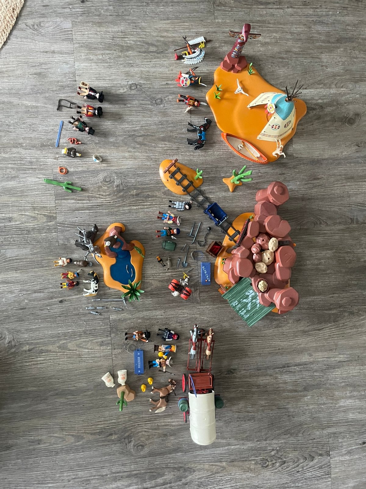 Partij Playmobil Western–Indianen,Cowboys, Huifkar, Goudmijn, Kinderen en Baby's, Ophalen, Gebruikt, Losse onderdelen, Overige typen