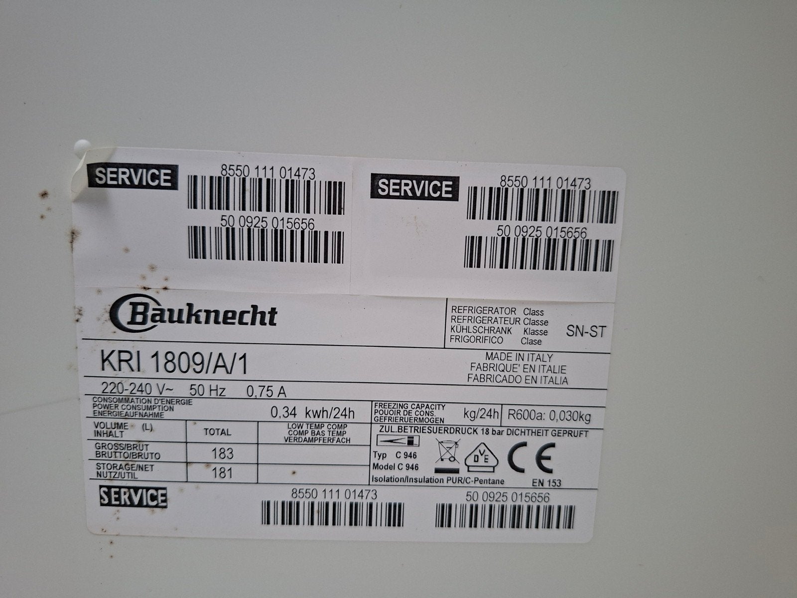 Scharnieren en onderdelen voor Bauknecht inbouw koelkast, Ophalen, Gebruikt