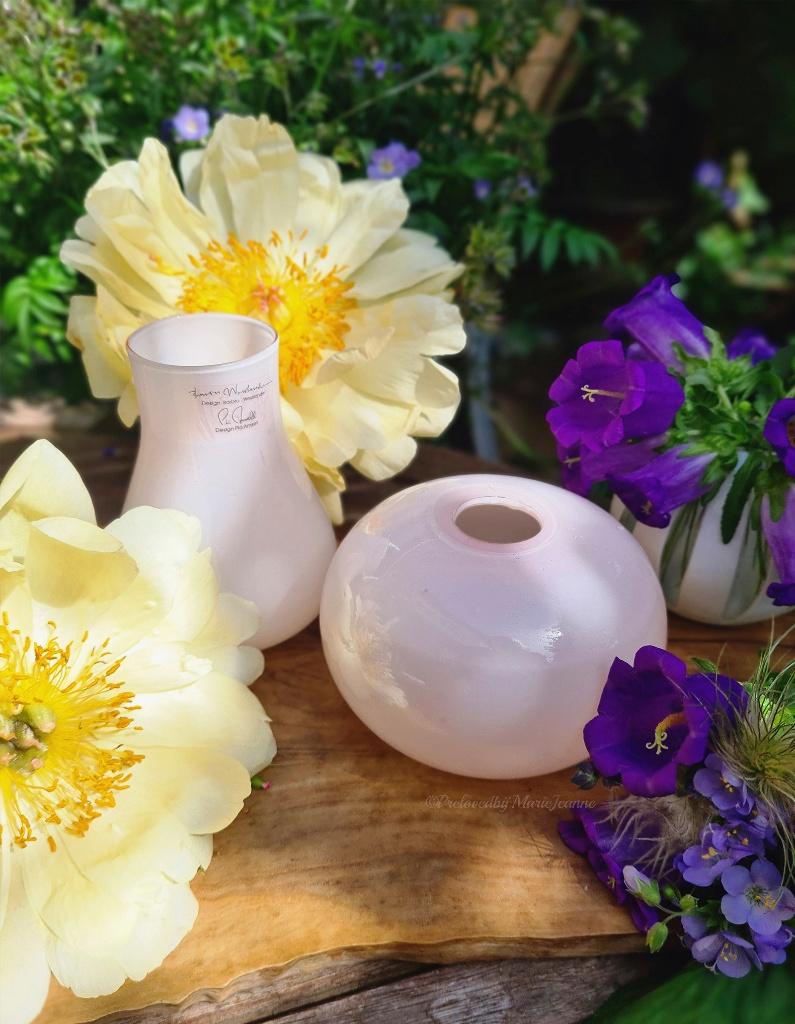 2 opaalglas handgemaakt roze Pia Amsell ea. vaasjes Ikea., Overige kleuren, Nieuw, Ophalen of Verzenden, Glas