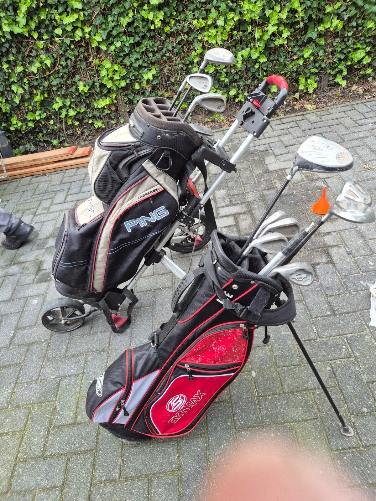 Golfset met tassen en trolley linkshandig - PING en Srixon M, Ophalen of Verzenden, Gebruikt, Set, Ping