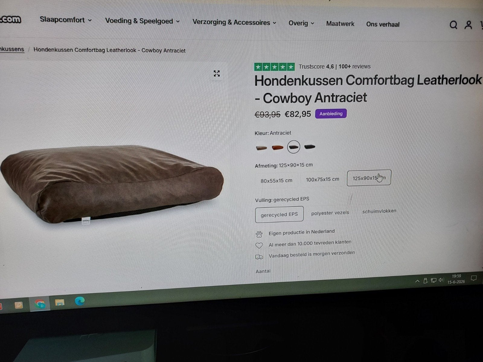 Hondenkussen van " Lobbes". Antraciet, 1259015, Ophalen of Verzenden, Zo goed als nieuw