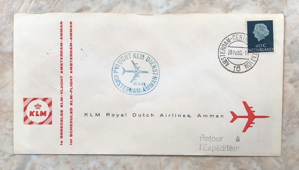 KLM 1e vluchtdienst Amsterdam-Amman 30-4-60., Verzenden