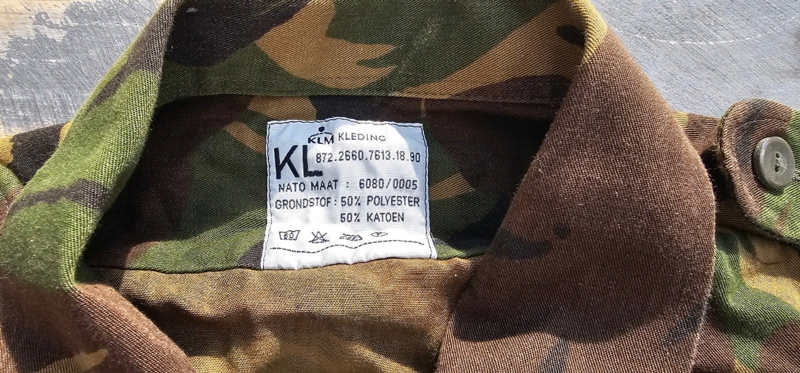 KLM Kleding Camouflage Jas - 50% Polyester, 50% Katoen, Kleding | Heren, Ophalen of Verzenden, Gedragen, KLM Kleding