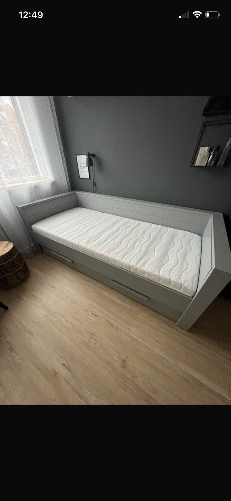 Bed karwei, Ophalen, Eenpersoons, Wit, 140 cm