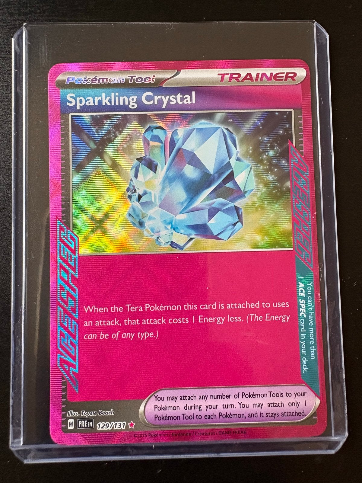 Pokémon TCG: Sparkling Crystal Trainer Kaart (129/131), Ophalen of Verzenden, Zo goed als nieuw, Losse kaart, Foil