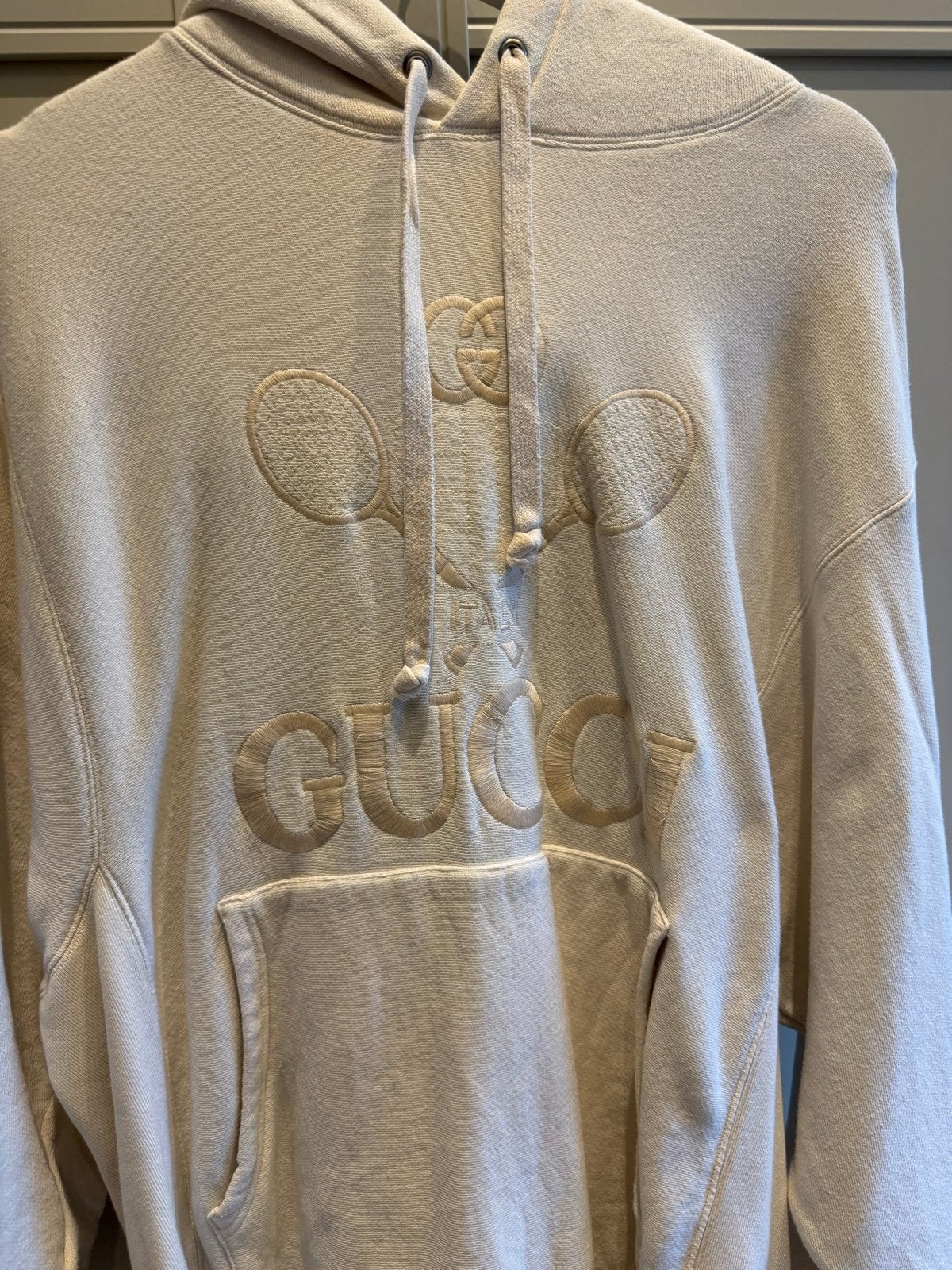 Gucci Tennis Hoodie Crème Maat M, Ophalen, Gedragen, Maat 48/50 (M), Beige