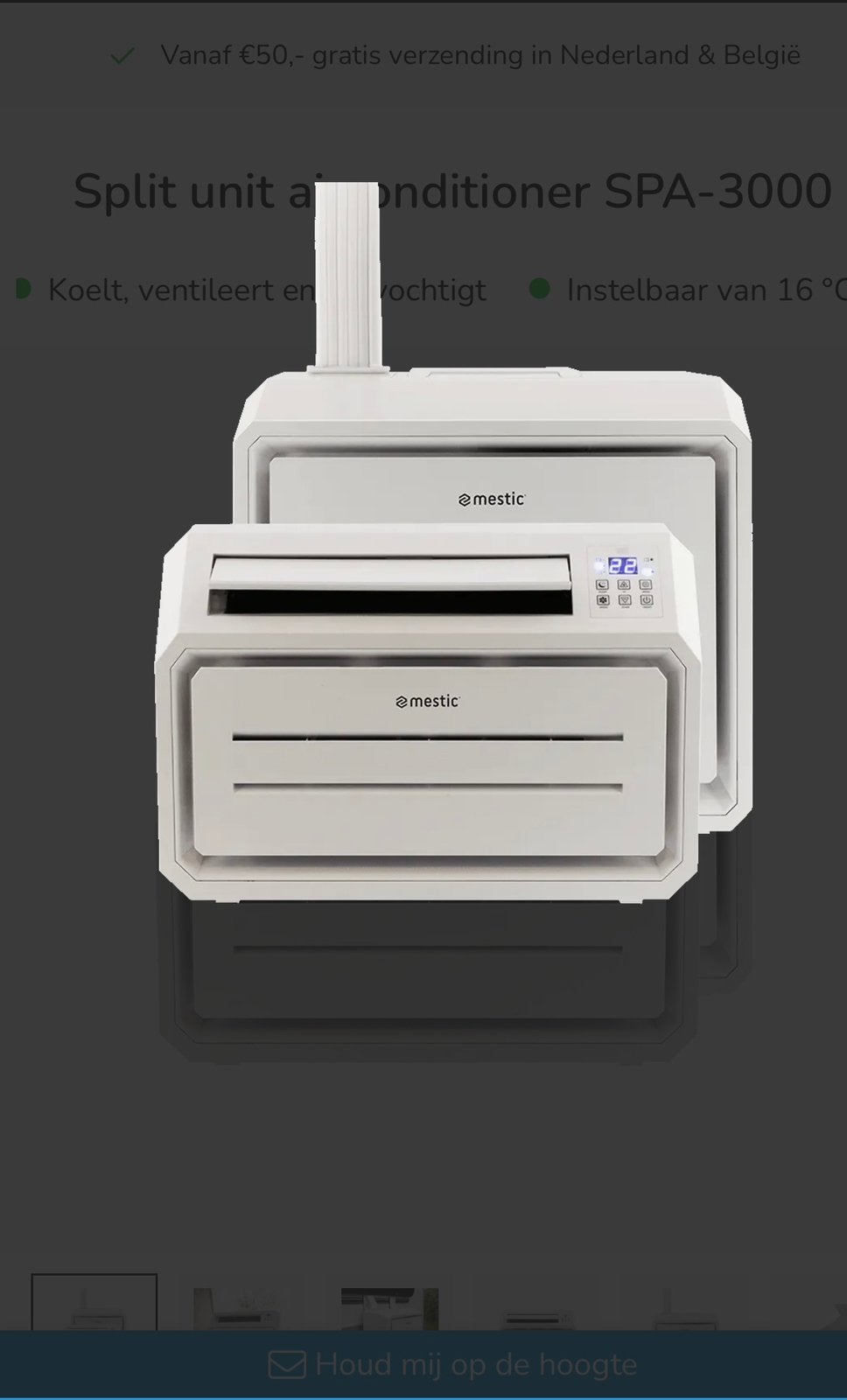 Mestic spa 3000 split airco unit voor caravan, Ophalen, Minder dan 60 m³, 3 snelheden of meer, Zo goed als nieuw