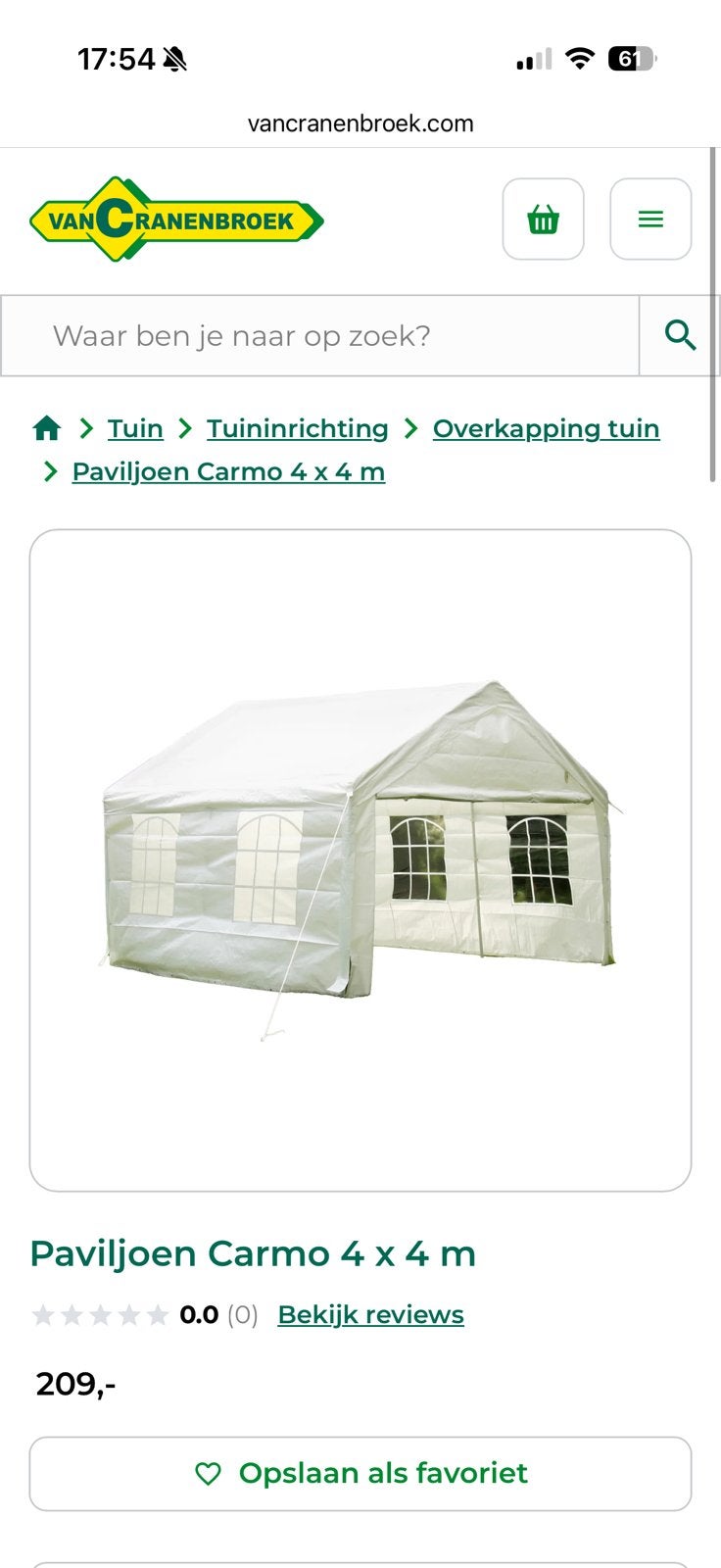 Paviljoentent, Ophalen, Zo goed als nieuw, Minder dan 5 meter