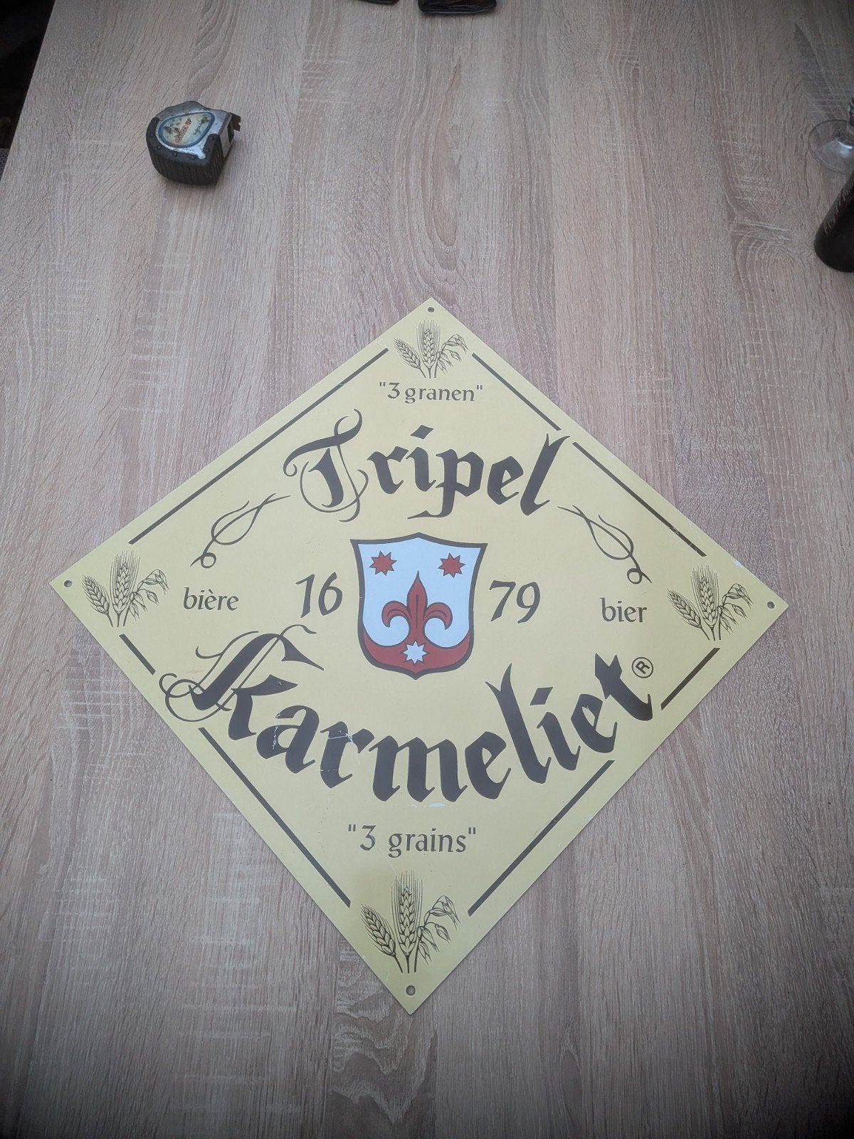 Tripel Karmeliet Reclamebord, Ophalen of Verzenden, Zo goed als nieuw, Reclamebord