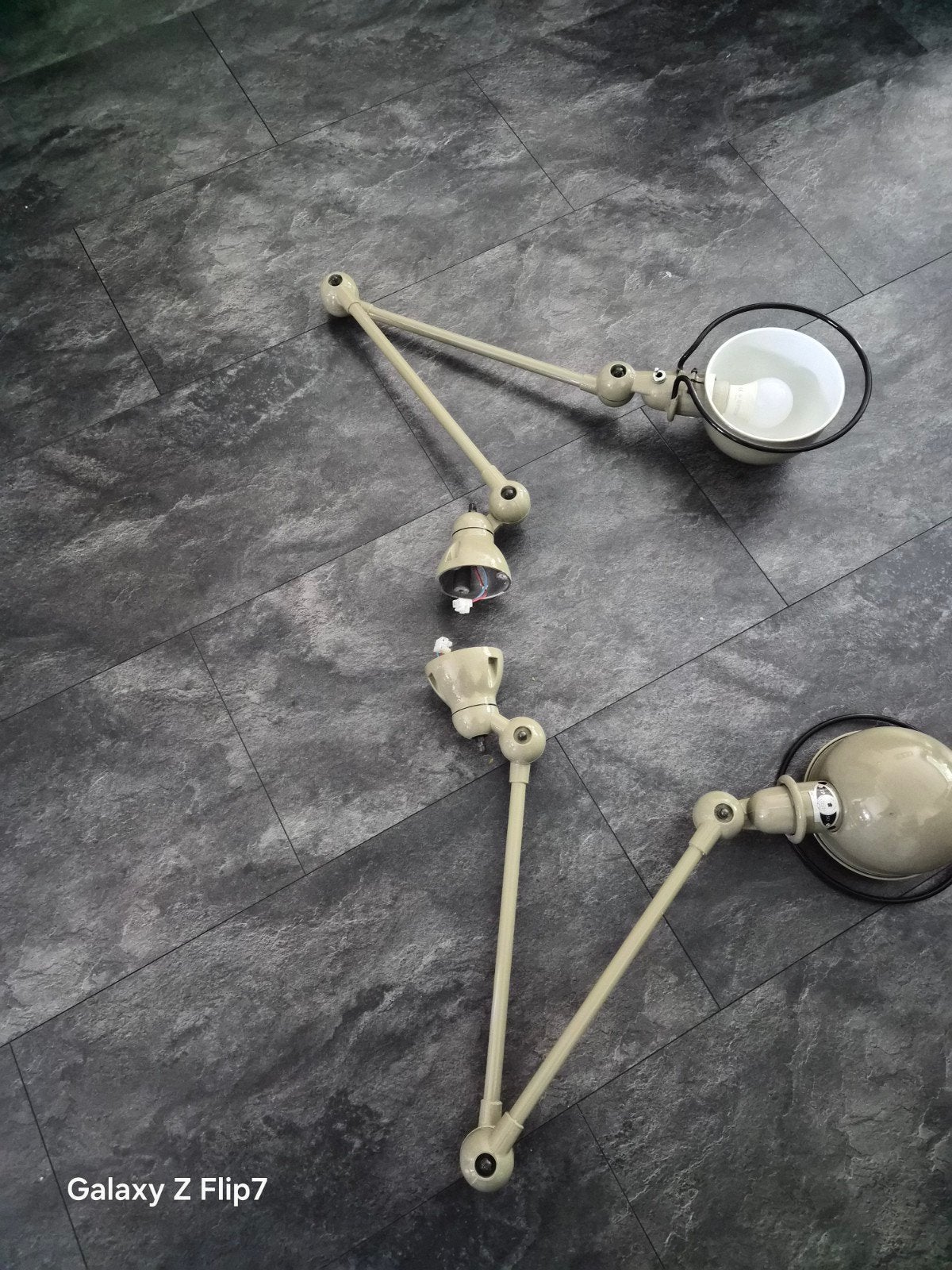 Vintage Jieldé lamp, industriële stijl, beige, Ophalen of Verzenden