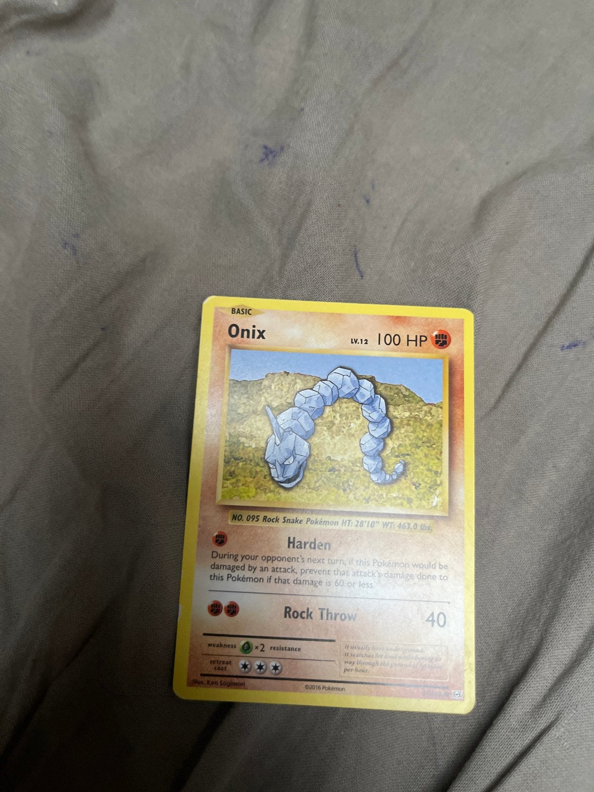 Pokémon Kaart Onix 2016 - Illustratie Ken Sugimori, Ophalen of Verzenden, Gebruikt, Losse kaart