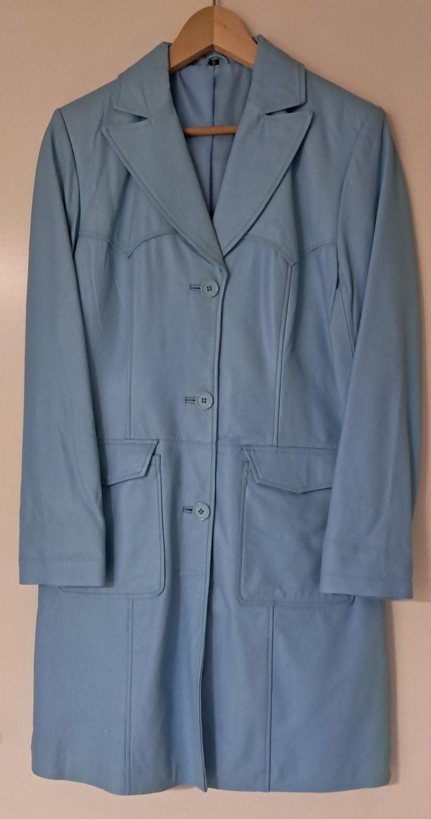 Echt leren damesjas., Ophalen of Verzenden, Zo goed als nieuw, Blauw