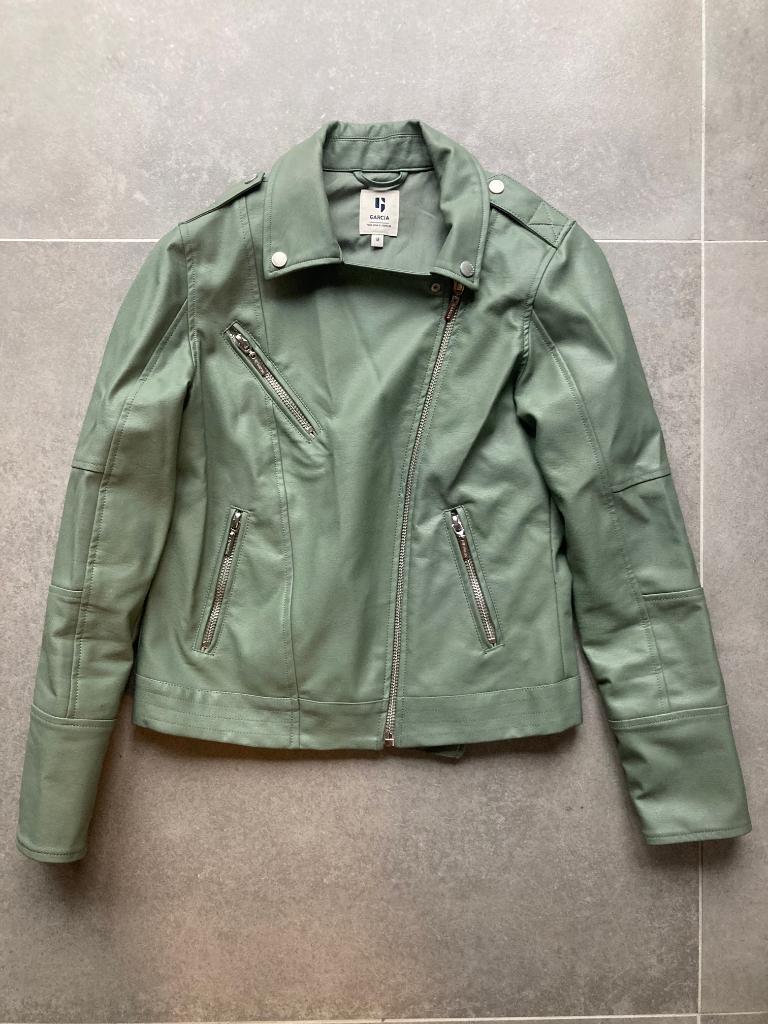 Dames jas Garcia olijfgroen lederlook maat M, Ophalen of Verzenden, Zo goed als nieuw, Maat 38/40 (M), Groen