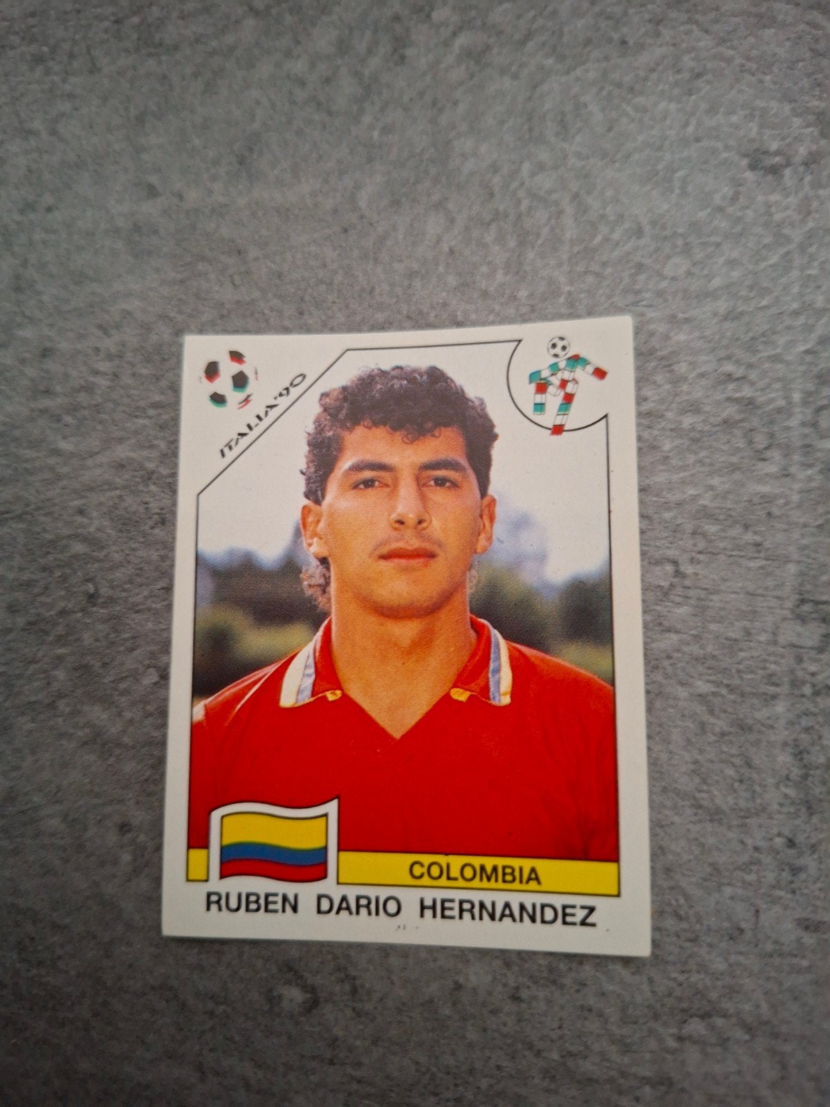 Panini sticker WK 90 Italia. Ruben Dario Hernandez Colombia., Ophalen of Verzenden, Zo goed als nieuw, Sticker