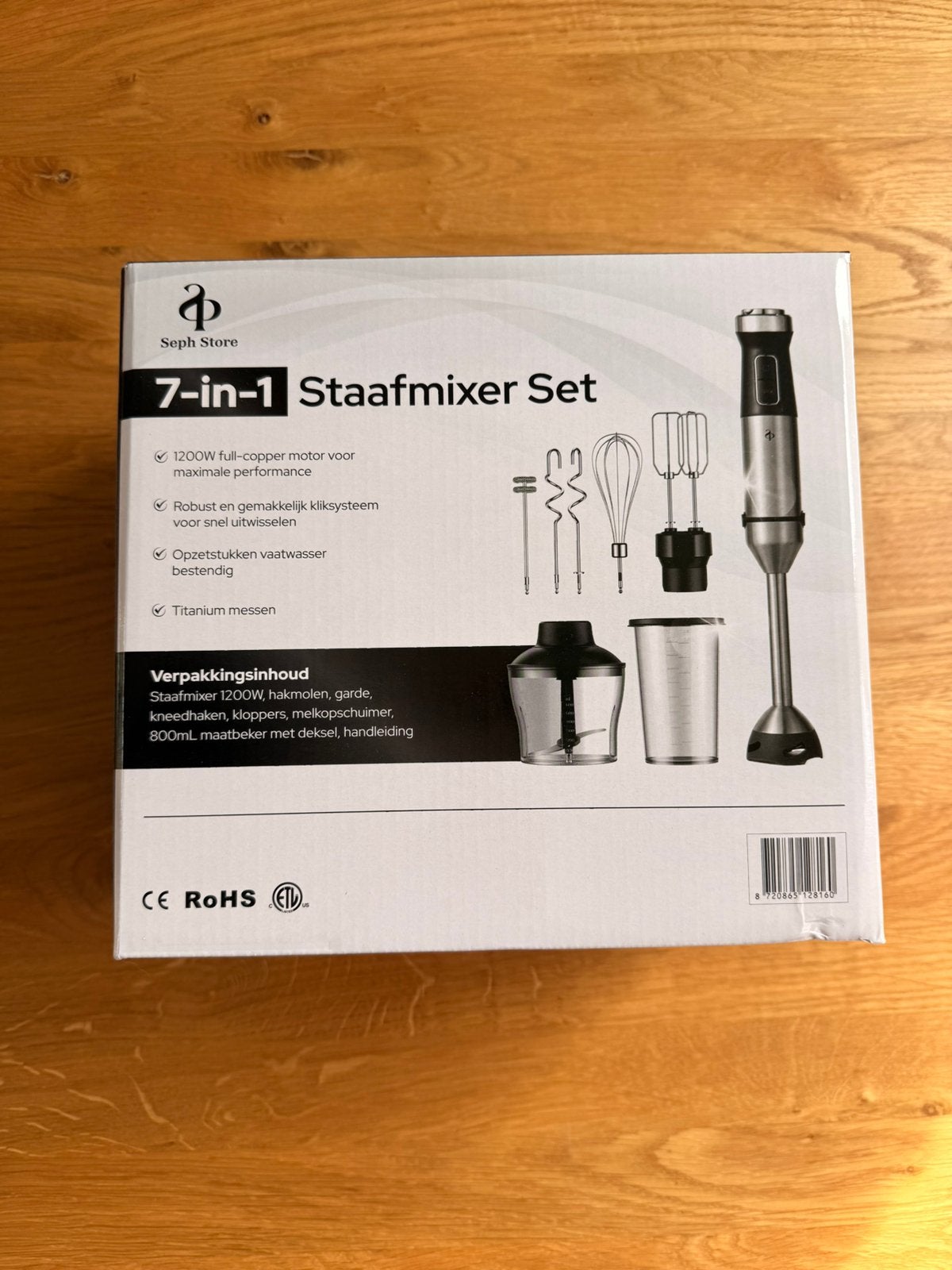 Nieuw staafmixer set 7in1 hakmolen, melkopschuimer, deeghaak, Ophalen of Verzenden, Nieuw, 3 snelheden of meer