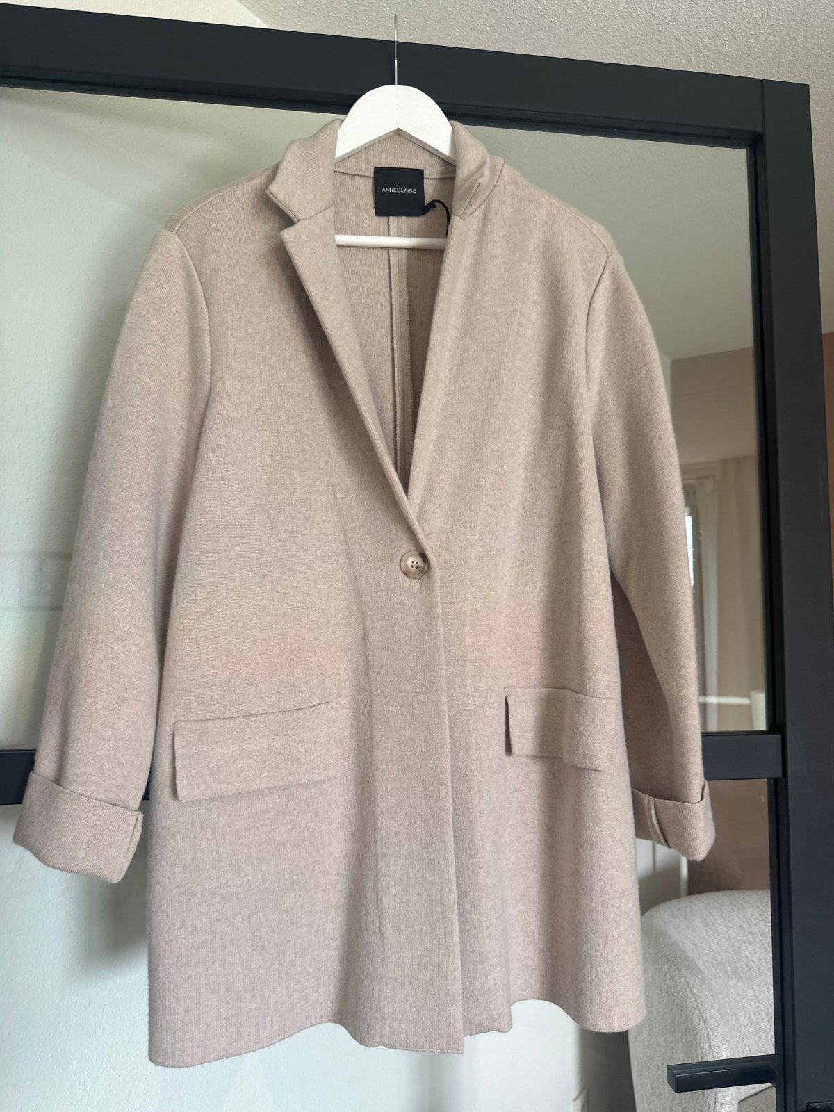 ANNECLAIRE Beige Wollen Jas - Maat L, Ophalen of Verzenden, Zo goed als nieuw, Maat 42/44 (L), Beige