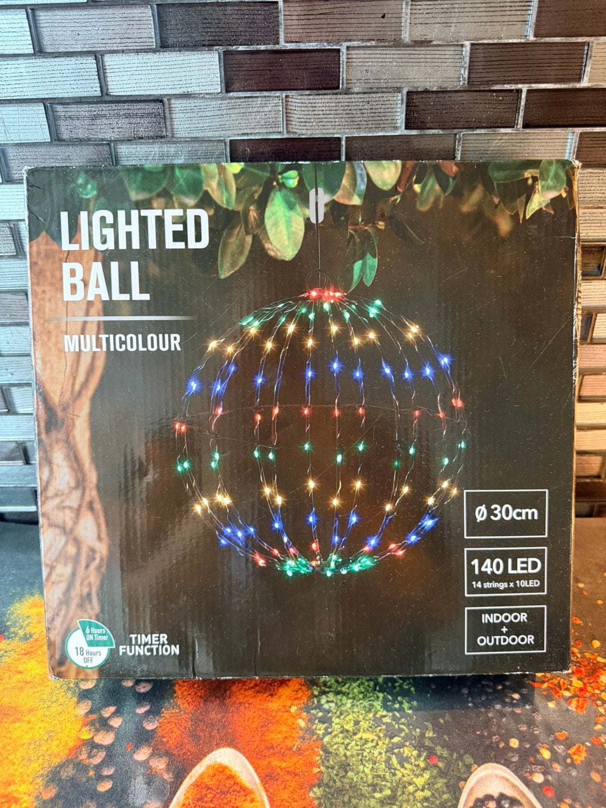 Lichtbol 30 cm multicolor / 140 LED / timer / nieuw, Ophalen of Verzenden, Nieuw