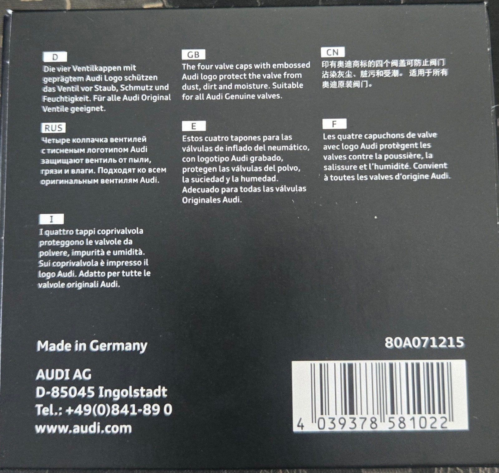 Audi ventieldopjes - Origineel Audi Zubehör, Auto-onderdelen, Verzenden, Audi