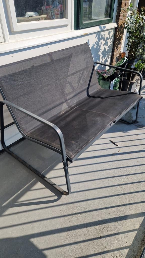 Tuinset - bankje + 2 stoelen en tafel, Tuin en Terras, Tuinstoelen, Ophalen, Gebruikt, Metaal