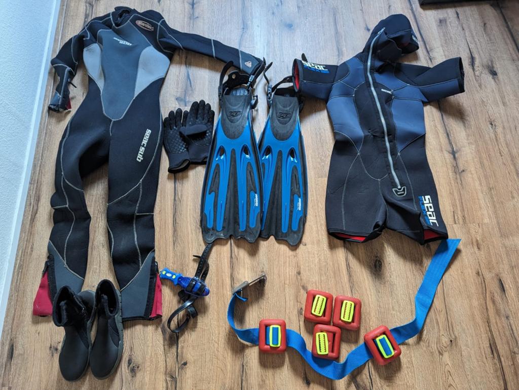 Complete Seac duikuitrusting S 5mm/7mm - Z.G.A.N., Watersport en Boten, Duiken, Ophalen of Verzenden, Zo goed als nieuw, Duikpak