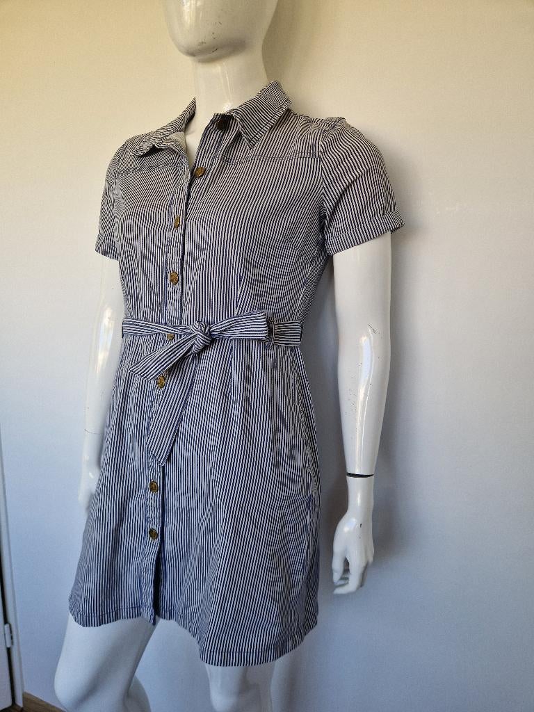 King Louie denim jurk. Maat 40, Blauw/wit/gestreept., Maat 38/40 (M), Blauw, Nijmegen, Verhip-vintage.nl