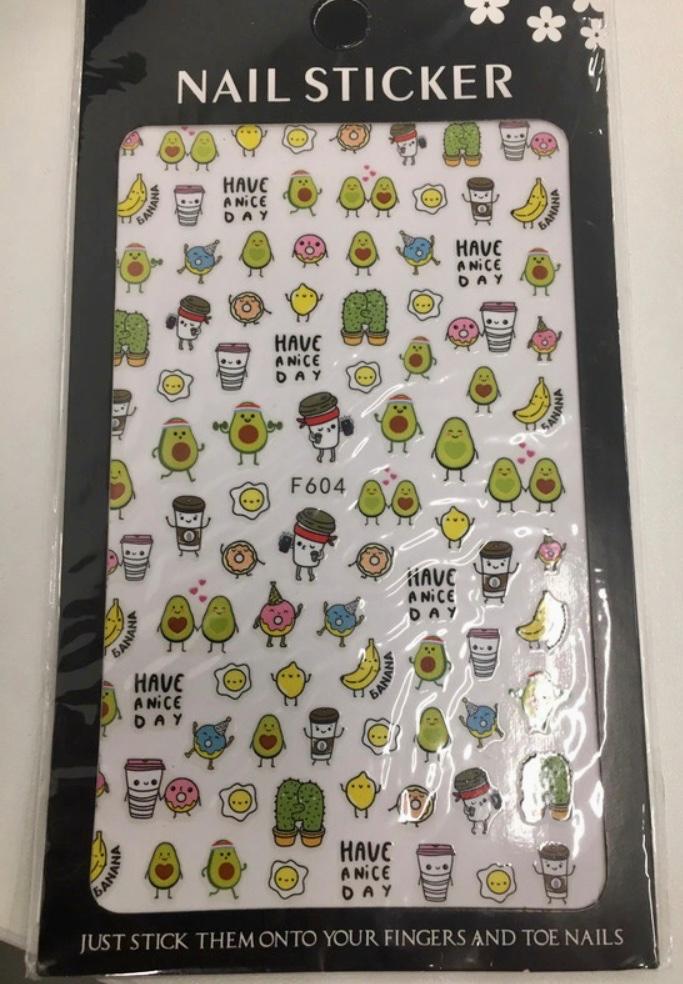 Nagelstickers koffie donut avocado banaan ei cactus citroen, Ophalen of Verzenden, Nieuw, Handen en Nagels, Toebehoren