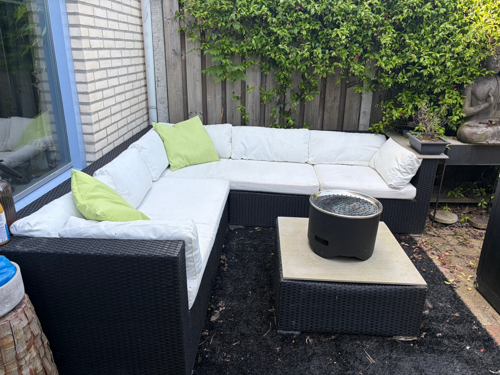 Tuinset + nieuwe Bbq  en grote opbergbox, Ophalen, Gebruikt, 6 zitplaatsen, Loungeset