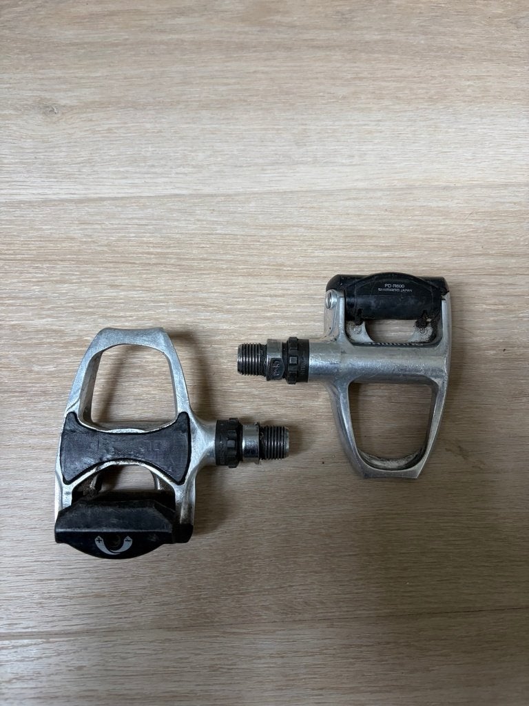 Shimano PD-R600 SPD-SL pedalen, Fietsen en Brommers, Fietsonderdelen, Crankstel of Pedalen, Gebruikt, Ophalen of Verzenden, Aluminium