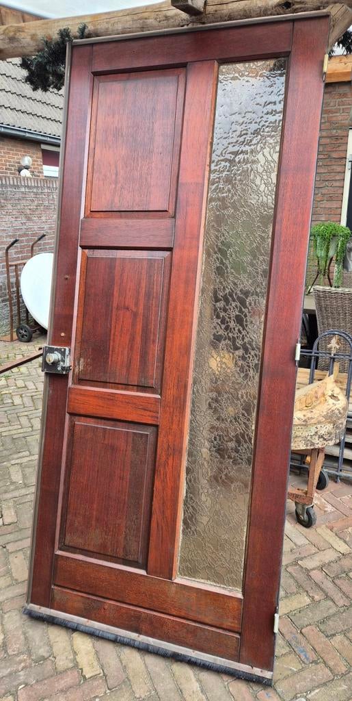 Merbau voordeur 211x92.5cm, Ophalen, Gebruikt, 80 tot 100 cm, Buitendeur