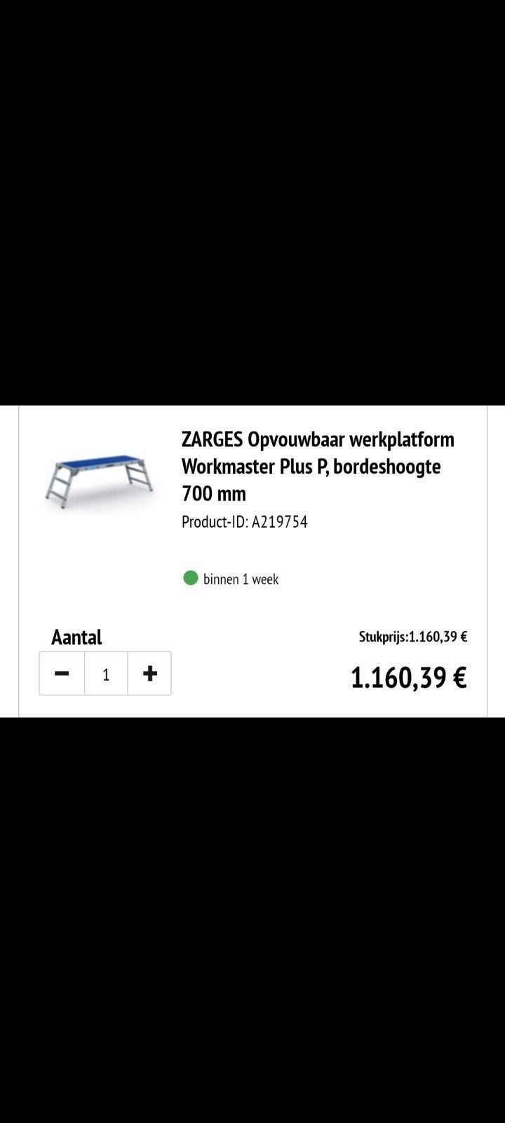 Zarges opvouwbare werkplatform, Doe-het-zelf en Verbouw, Ophalen of Verzenden, Overige typen, Minder dan 2 meter